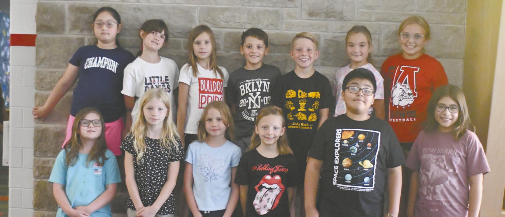 Julie Micheel's fourth-grade class includes back row (left - right): Aleynah Jimenez, Hazel O'Hare, Samantha Keller, Brysen Swett, Brayden Arens, Jaiden Lehn and Dallyn Dailey. Front row: Sammy Collatos, Elisynn Coutts, Isabelle Woodson, Summer Holloway, Francisco Cortez-Zumano and Alessandra Acosta Gress.