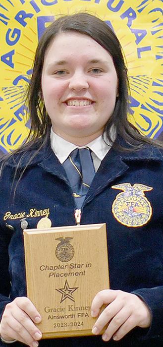 Gracie Kinney received the Star in Agricultural Placement.
