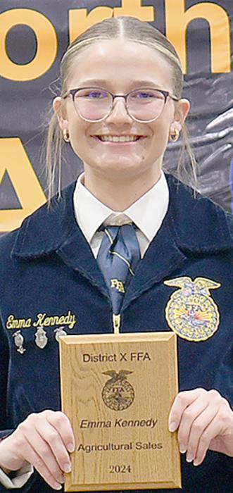 Emma Kennedy was named the District Champion of Ag Sales Competition.
