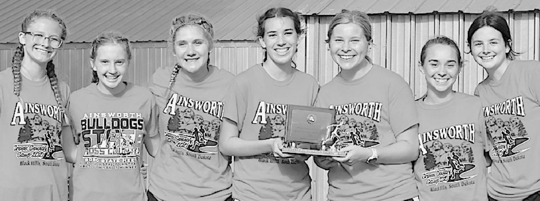 The Ainsworth Boys Cross Country Team placed second with 19 teams points in the Ainsworth Invitational Cross Country Meet on September 2nd at the Ainsworth Municipal Golf Course. Scoring for Ainsworth were Ty Schlueter - first, Trey Appelt - eighth and Corbin Swanson - twelfth. Team members are (left to right) Angel Ajin, Logan Schroedl, Tom Ortner, Ben Flynn, Ty Schlueter, Trey Appelt, Atley Titus, Corbin Swanson and Daniel Cole.