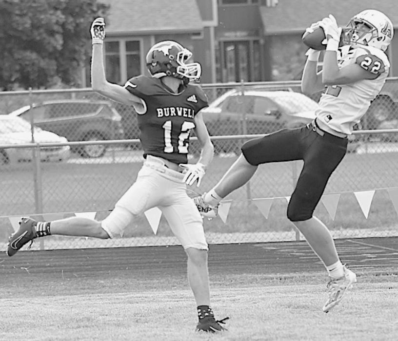 Carter Nelson caught a pass from Caleb Allen for the first score of the game against the Burwell Longhorns.