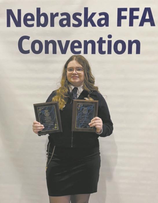 AHS Class of 2025 FFA member Hannah Beel won first place in her Diversified Livestock Proficiency, which will go for national review. She also got second in her Goat Proficiency. Photos Courtesy of Josie Ganser, FFA Advisor