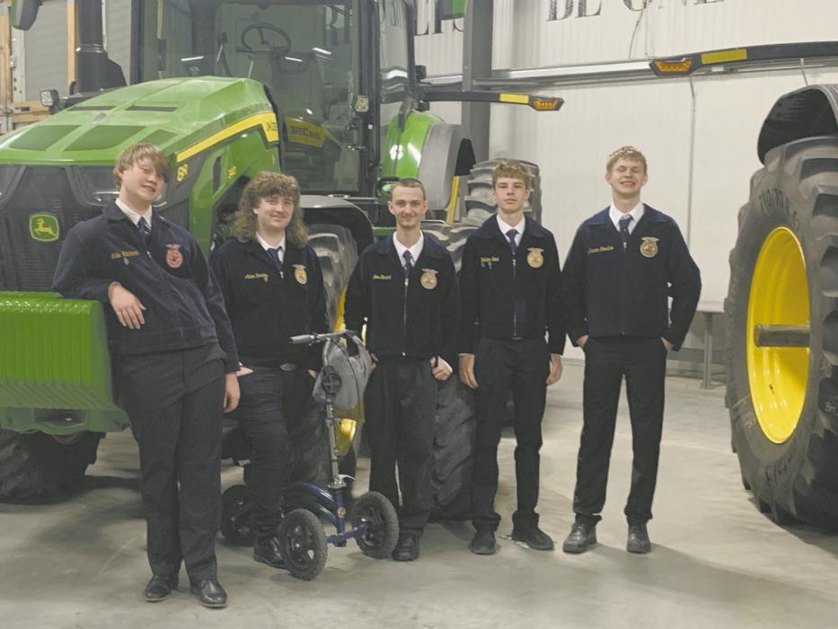 Brad and Wendy Wilkins were honored as MVP honorary state degree recipients. Kristofer Hitchcock, Aiden Rowley, Jon Strand, Holden Beel, and Barrett Keller went on a tour of the AKRS training facility to learn about careers in Ag Mechanics. Not Pictured: Ainsworth Vet Science team competed, the team consisted of Addi Held, Londyn Dunbar, Cassie Cole, and Bristol Goodwin. Results have not been announced for the Vet Science Competition as of publication.