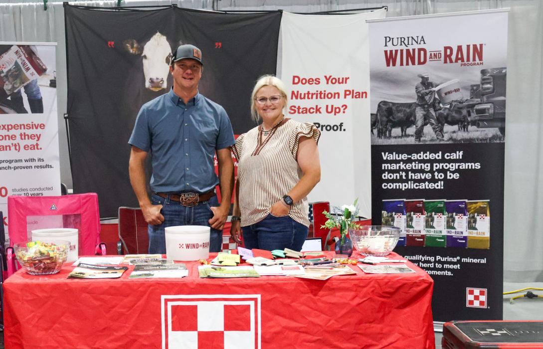 Dustin and Mattee Dailey of Long Pine Feed Service had a booth inside the Rock County Community Center.