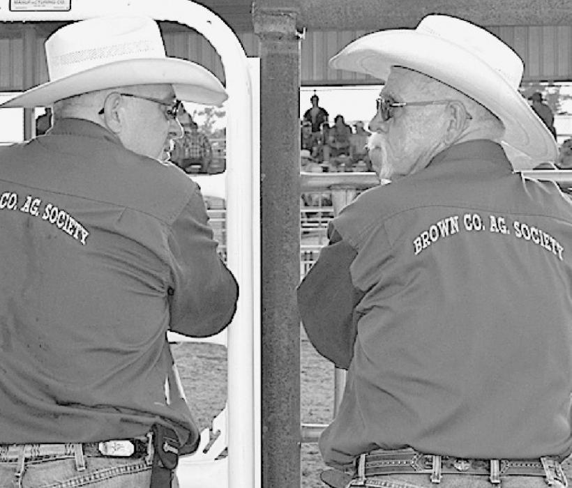 Dave Sherman (left) and Kenny Eggers (right) have spent many hours making sure the Brown County Fair and Rodeo run as flawlessly as possible each year. Eggers retired after the 2020 Brown County Fair and Rodeo.