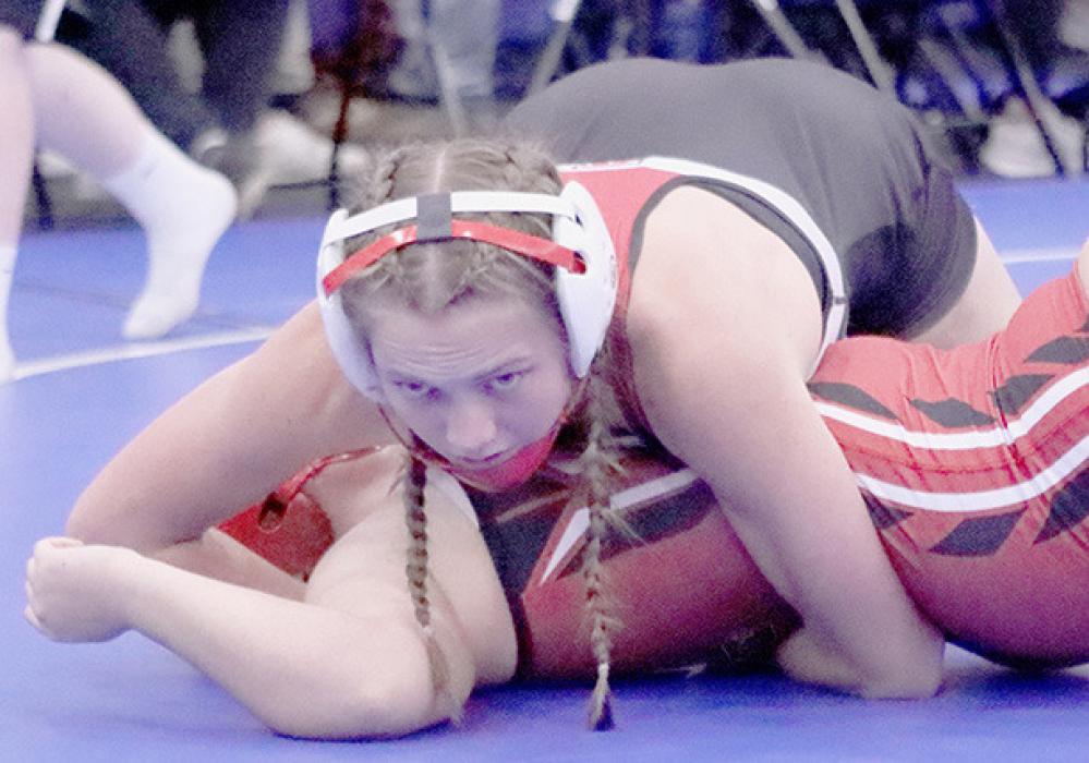 Megan Jones placed third in the 140 lb. weight class. Jones pinned Olivia Gall of Norfolk in 1:32 to take third place.