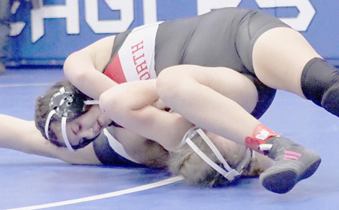 Braylin Rudnick, wrestling in the 155 lb. weight class, is back for her second season on the Ainsworth Girls Wrestling Team.