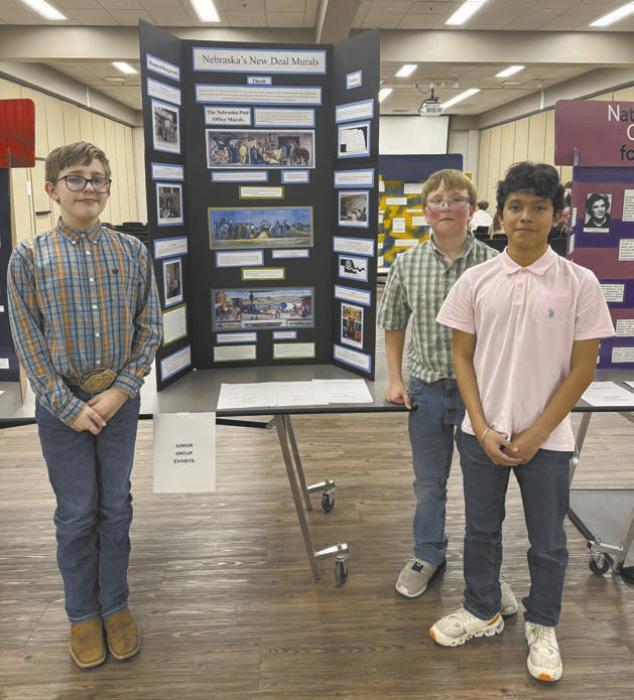For their junior group exhibit on Nebraska’s New Deal post office murals, the group of Ty Ruhter, Matthew Clingman, and Kevin Gomez placed third.