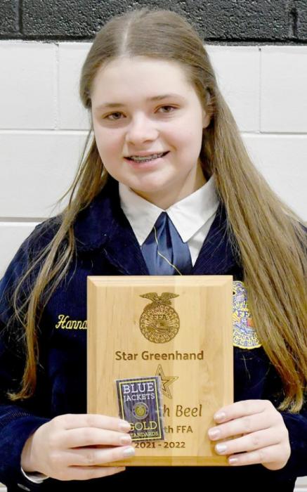 Hannah Beel was the recipient of the this year’s Star Greenhand Award, which recognizes one firstyear member who has done outstanding work in the development and implementation of their SAE.