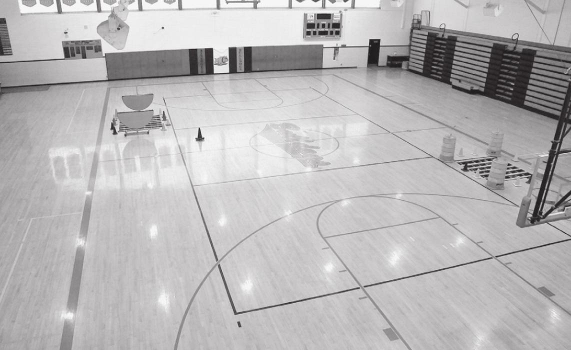 Above is the “before” photo taken on Monday, May 24th before the gymnasium remodel was in full swing.