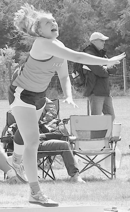 Kaitlyn Nelson placed second in the Shot Put with a throw of 35’ 10.5” and took first in the Discus with a throw of 108’ 3”.