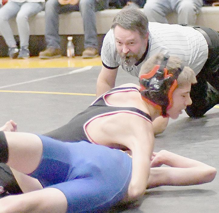 Holden Beel pinned three of his four opponents to take second place in the 113 lb. weight class at the Mullen Invitational.