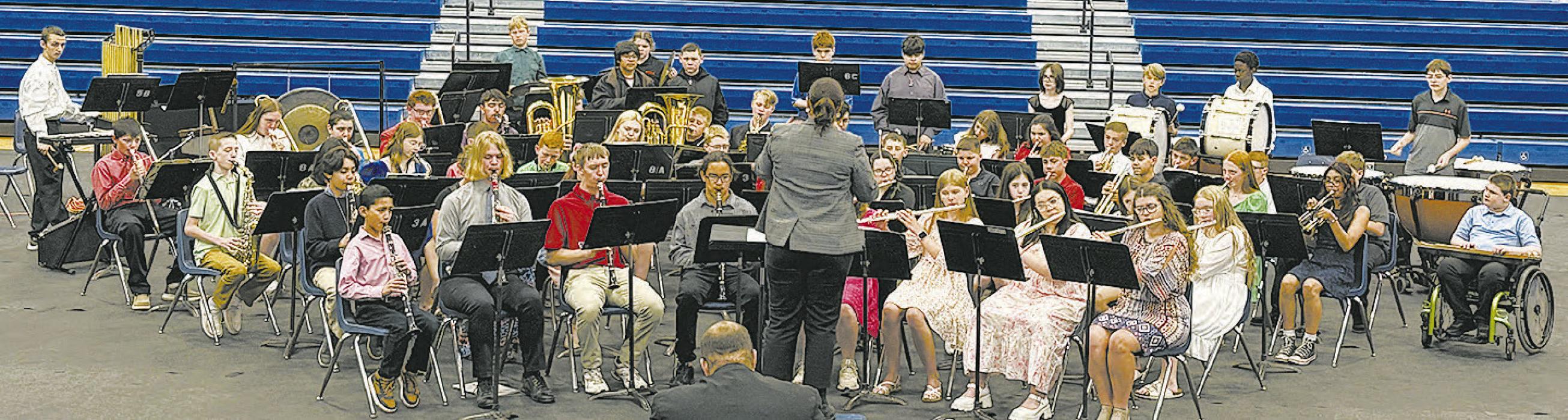 Members of the Ainsworth band perform during the large group portion of the day, the band received an Excellent rating.