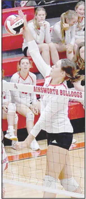 Karli Kral led the Lady Bulldogs with eight kills against the North Central Knights.
