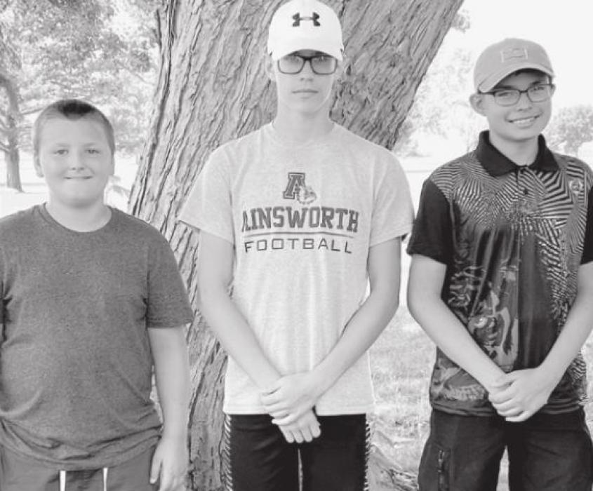 Placing in the Boys Age 11-14 Division were: (Left to Right): Carson Koch, Aiden Jackman and Colby Beegle.