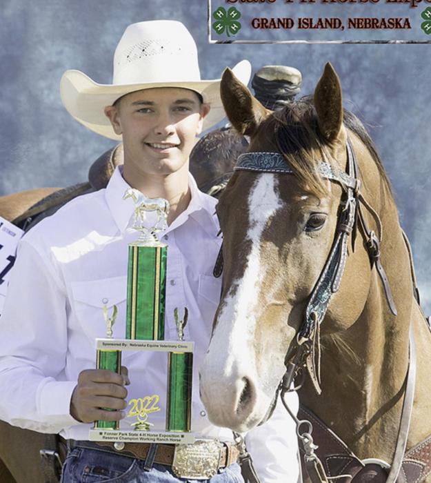 Colinn Winkelbauer, 16 of Brewster, and his gelding Rocking Red Buck were the Reserve Champions in the Working Ranch Horse competition at the Fonner Park State 4-H Horse Expo.