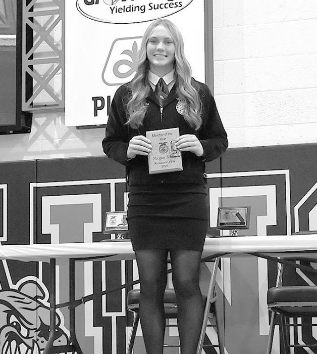 Junior Megan Jones was awarded the FFA Member of the Year Award. Megan was also elected to serve as the chapter president for the 2025-2026 school year. Photo Courtesy of Juli Murphy