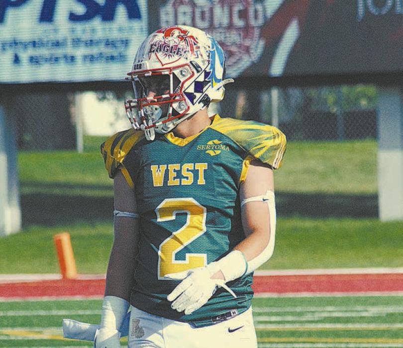 Morgan Kinney, son of Trent and Jayme Kinney, played for the West team in the Sertoma Classic in Hastings. The West team lost 14 - 8.