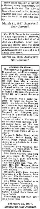 “Basket Ball” Popularized for Both Boys and Girls in Ainsworth by Mid-1890s