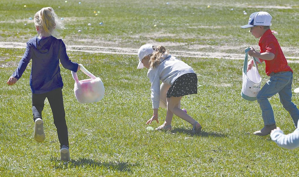 Eggs were strewn across the golf course for participating children to find and add to their baskets. After the children found their eggs, the adults participated in an adult egg hunt with many different prizes.