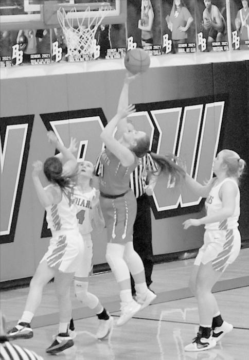 Libby Wilkins scored eight points in the Lady Bulldogs final game of the season. Ainsworth lost to Broken Bow, 43-70, in the C1-10 Sub Districts. Photos by Julie Murphy