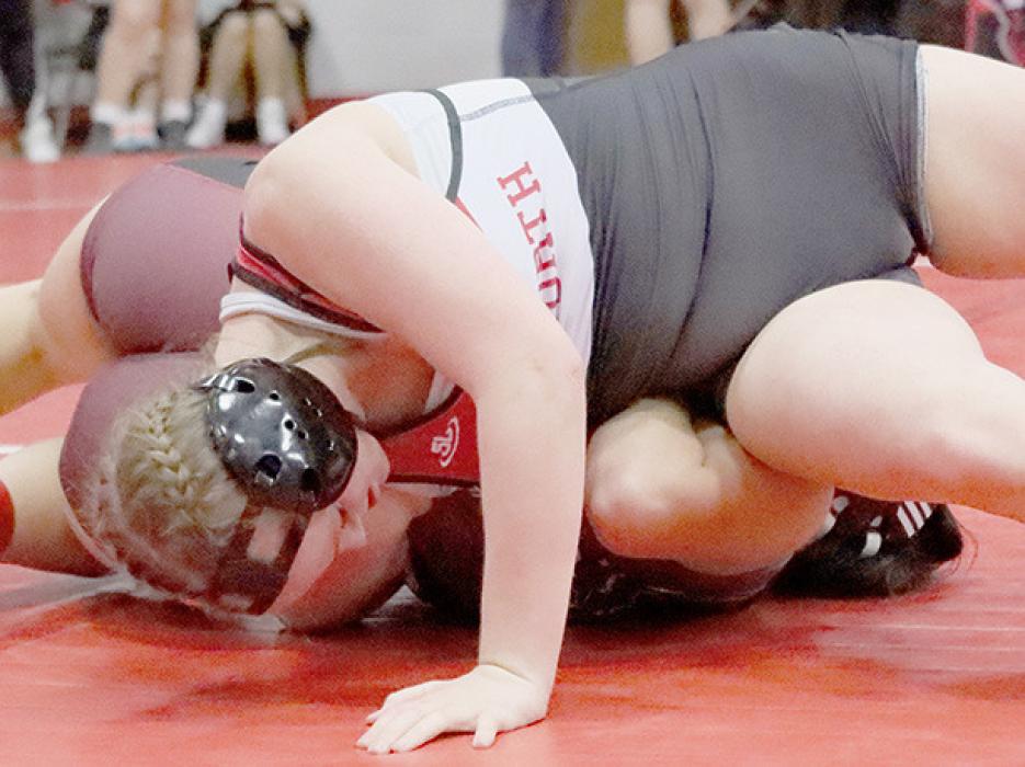 Lynley Leonard wrestled in the 155 lb. weight class at the Sandhills Valley Invitational.