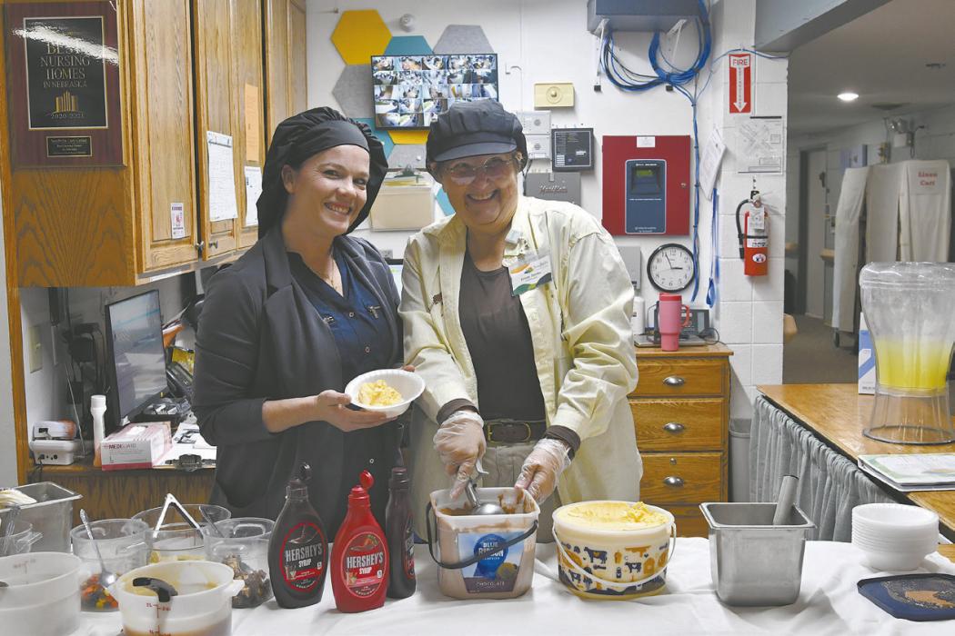 Staff at the Sandhills Care Center served up ice cream during the ice cream social on May 15. Residents and the public enjoyed a cold treat during the event.