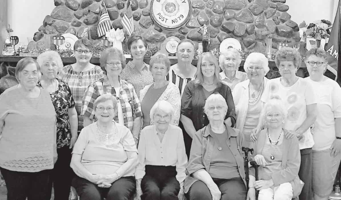 The Ainsworth American Legion Auxiliary members above are (Sitting - Left to Right): Phyllis Skillman, Alva Buoy, Alice Mitchell and Connie McNally; (Middle Row - Left to Right): Phyllis McGill, Doris Leach, Audrey Wilson, Sheila Bejot, Cheri Coutts, Ellen Kyser and Venita Hagerman; (Back Row - Left to Right): Pam Bauer, Nicole Flynn, Mary Lou Hughes, Lois Brockmeier and Linda Alberts.
