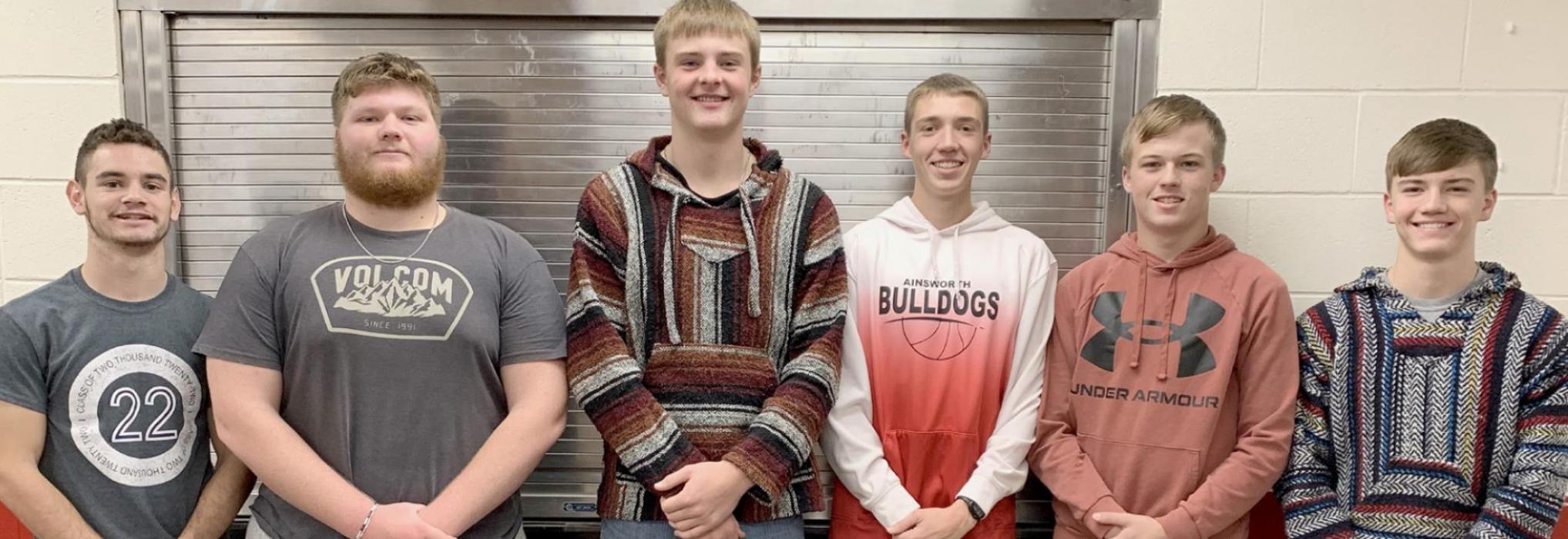 The AHS boys basketball team will be led by these six seniors: (Left to Right): Caleb Allen, Gabriel Allen, Carter Nelson, Ty Schlueter, Cash Reynolds and Traegan McNally.