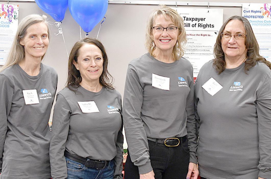 Ainsworth VITA volunteers Kay Anderson, Lydia Moody, Brenda Davis and Gail Irwin went through rigorous training to become volunteers for this program. The volunteers must pass the IRS Volunteer test yearly to stay certified.