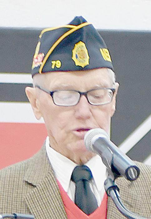 Veteran Jerry Ehlers was the Master of Ceremony for the Veterans Day Program at Ainsworth Community Schools.