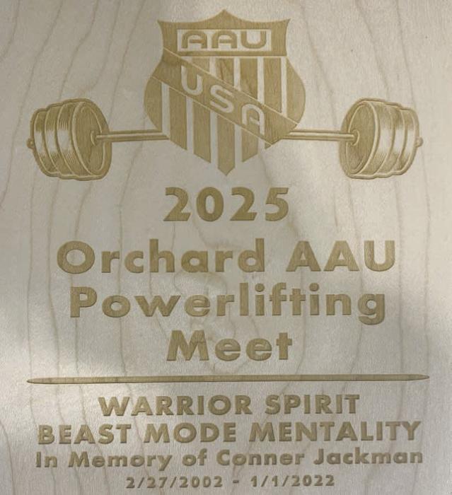 Conner’s mother, Maureen, and brother, Aiden, pick the award recipients for the Warrior Spirit Beast Mode Mentality Award. The award goes to the lifter who shows the most heart, is encouraging to others, and helps where they can.
