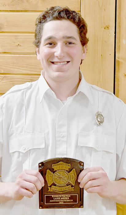 Lane Meeks was named the Rookie of the Year for the Ainsworth Fire &amp; Rescue.