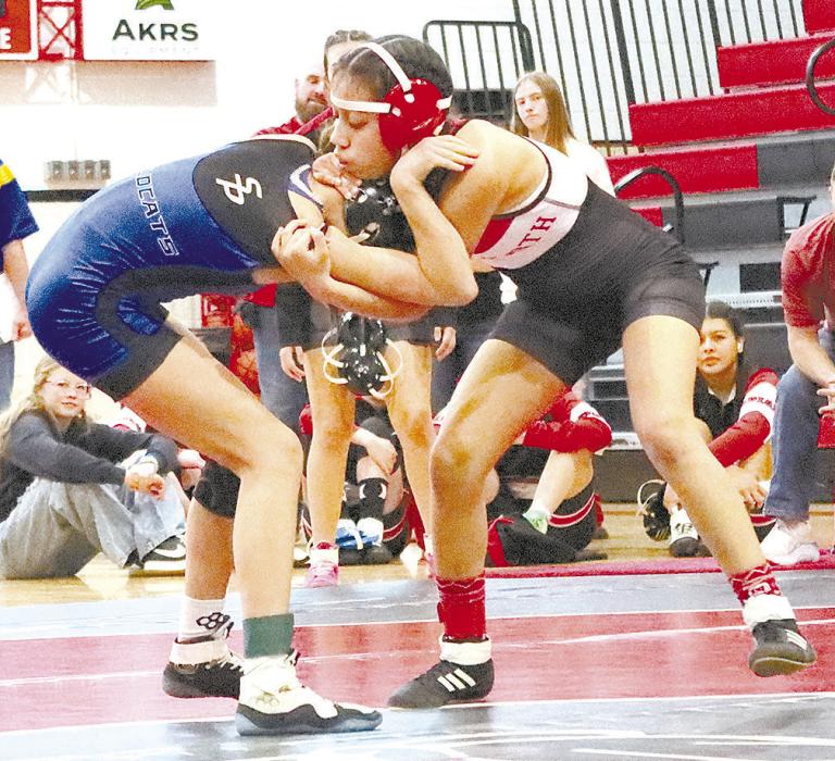 Maya Macias wrestled in the 100 lb. weight class at the Ainsworth Invitational.