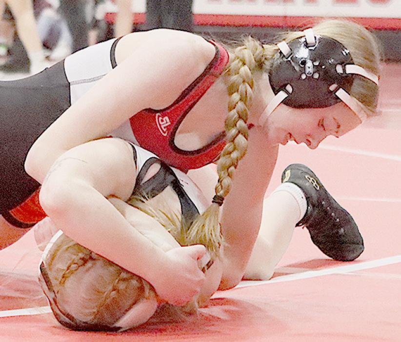 Sydney Hoffman won her fifth place match by pinning Kenzie Daniel of Stanton.