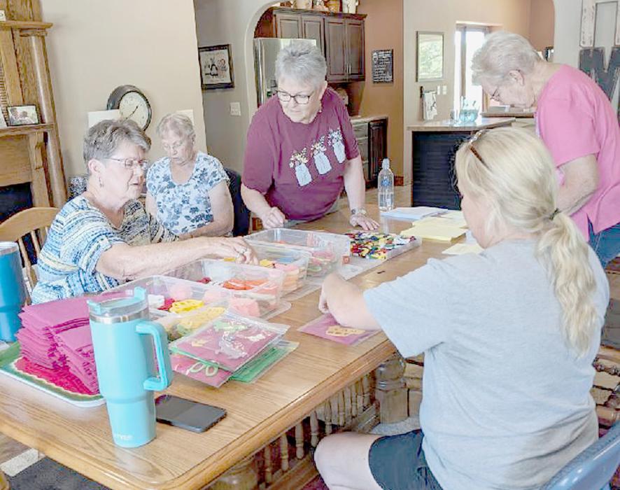 A women’s Bible study group creates handmade craft items throughout the year for the Christmas Child boxes.