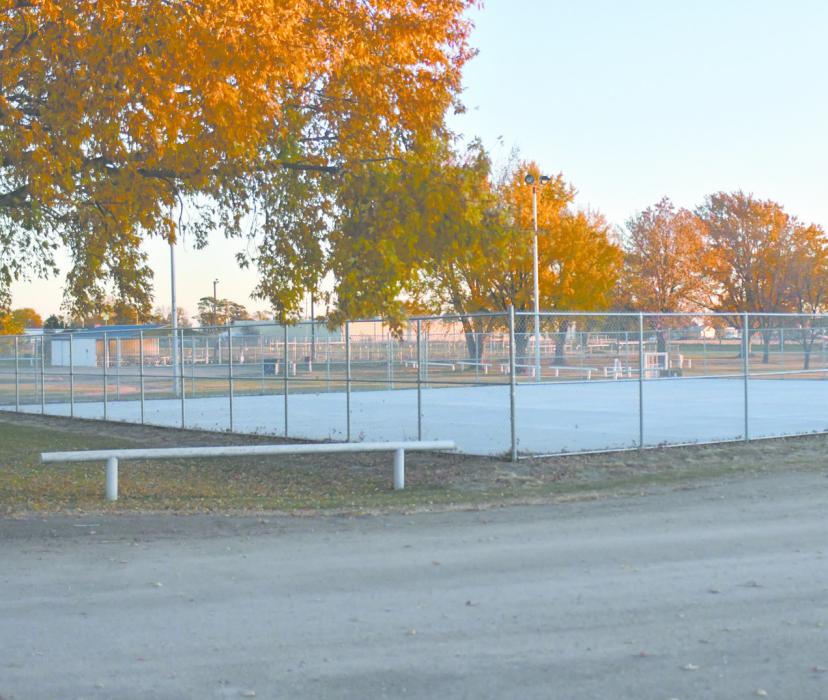 The first phase of the pickleball and baskeball courts was finished earlier this year. Cement, fencing, and lighting have all been installed.