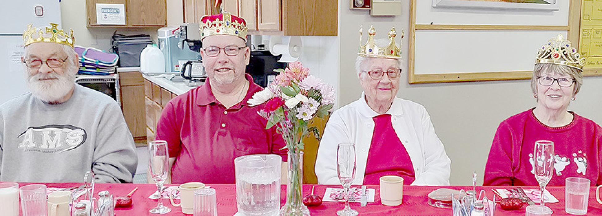 Ainsworth Senior Center’s 2023 Valentine’s Day Royalty is (left to right) Prince Fred Hagen, King Mike Rudnick, Queen Elsie Coble and Princess Nancy Eppenbach.