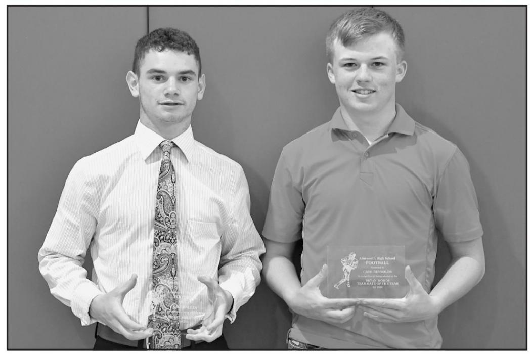 Caleb Allen (left) was named Football MVP and Cash Reynolds (right) received the Bryan Moody Teammate Award.