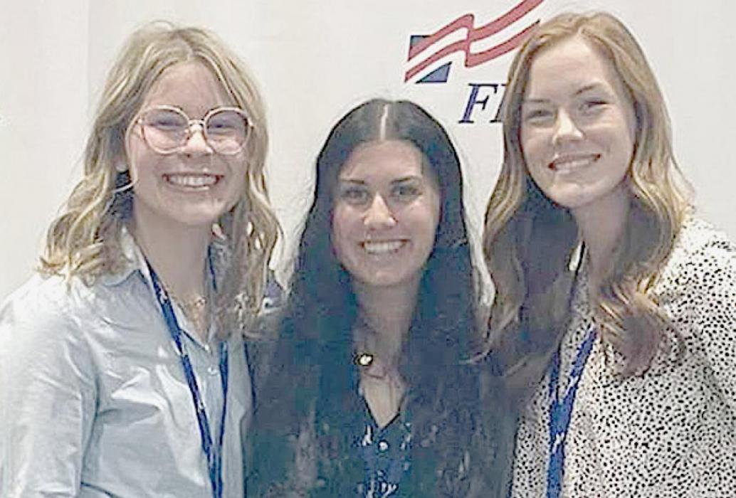 Ainsworth FBLA Members (left to right) Alyssa Erthum, Dakota Stutzman and Eden Raymond attended the State FBLA Conference in Kearney. They attended sessions on making an impact in the world of business through professional skills.