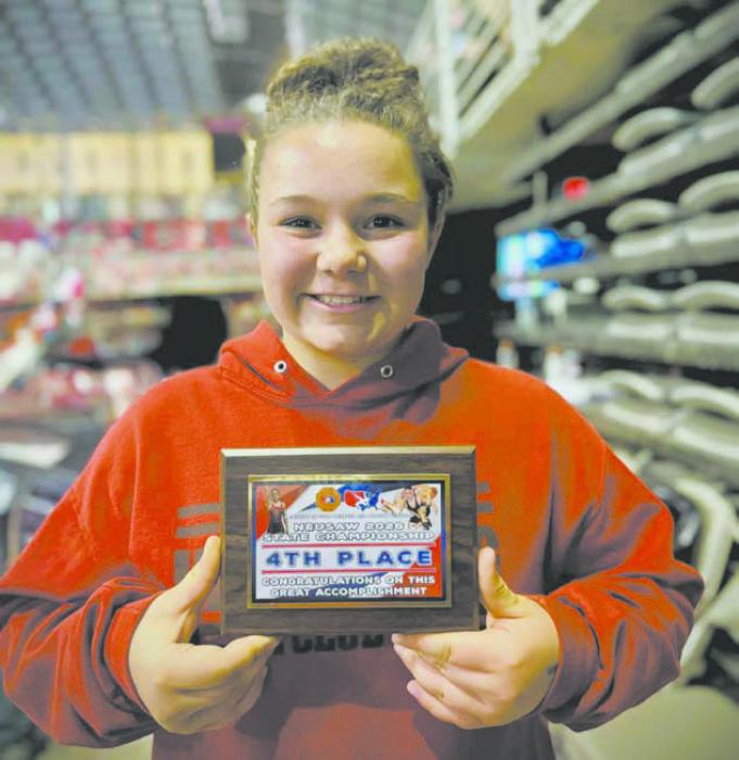 Adeline Hladky placed fourth at the NEUSA State Wrestling Meet, held in Grand Island on March 21 - 22. Several Ainsworth Wrestling Club members competed at the meet.