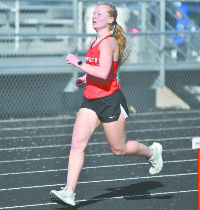 Junior Kiley Orton placed fourth in the 1600 meter run at the Ainsworth Invite, and placed second in the 3200.