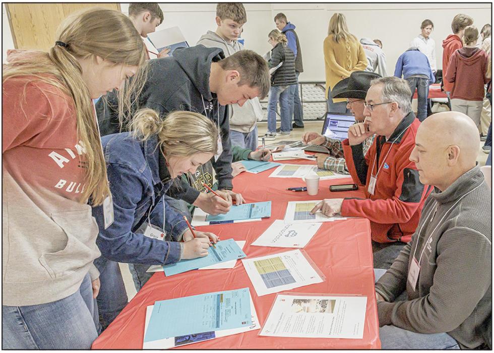 Students visit with members of the Transportation table to determine the cost of purchasing a car. Depending on their Profile and Budget Worksheet they have several choices, including new and used cars.
