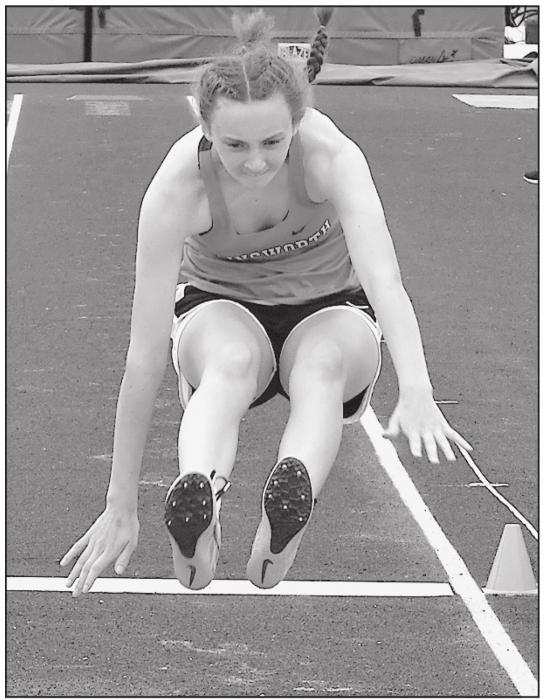 Cameryn Goochey competed in the Girls Long Jump for Ainsworth in her first state track meet, jumping 13’ 11.75”.