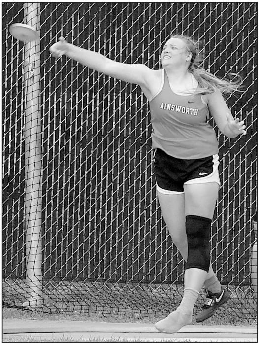 Throwing a personal best of 129’ 5”, Kaitlyn Nelson earned the silver medal in the Girls Discus at the Class C NSAA State Track Meet. Nelson also competed in the Shot Put and again threw a personal best of 36’ 8”.
