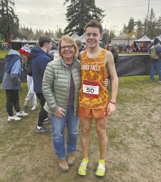 Pictured above is Miles Lechtenburg with his grandma, Rhonda Lechtenburg, at the national cross country meet in Portland, Ore.