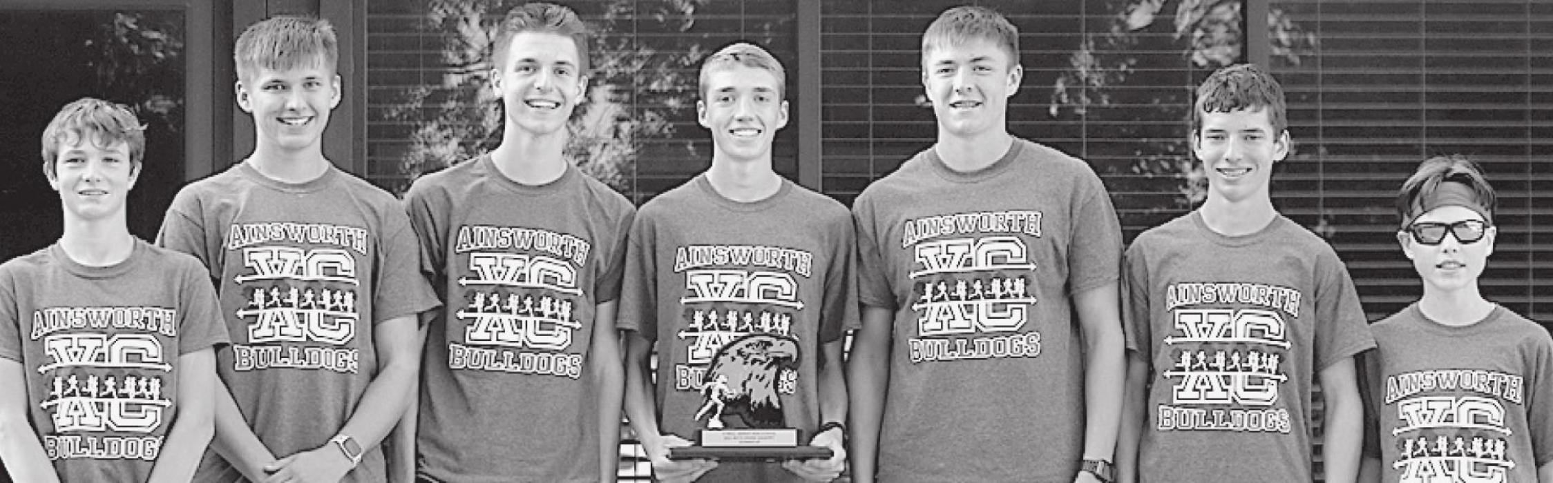 The Ainsworth Boys Cross Country team captured second place at the O’Neill Invitational. Team members were (left to right) Logan Schroedl, Tommy Ortner, Ben Flynn, Ty Schlueter, Trey Appelt, Corbin Swanson and Daniel Cole. Not Pictured - Atley Titus. Photo by Debb Gracey